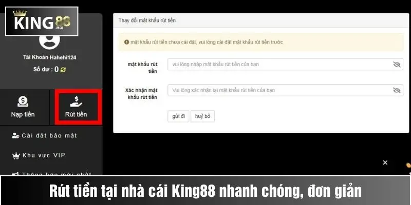 Nhà cái King88 có rút được tiền không? 2 Nhà cái hỗ trợ cược thủ rút tiền nhanh chóng, an toàn